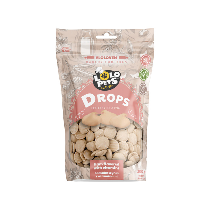 Lolo Pets Dropsy o smaku szynki z witaminami dla psa 200g