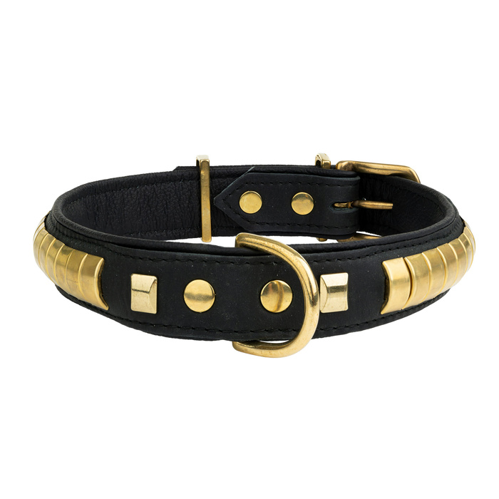 Barry King Obroża dla psa wzór exclusive gold skóra natłuszczana 35mm/65cm czarna