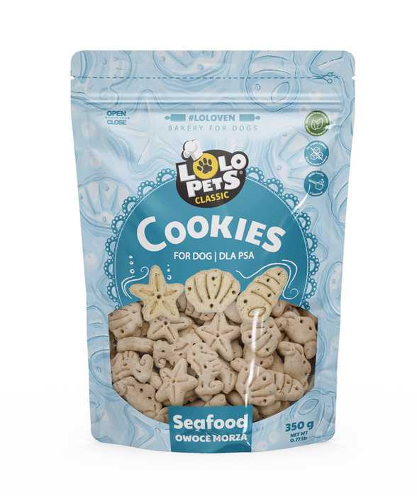 Lolo Pets Ciastka dla psa owoce morza w folii doypack 350g
