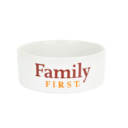 Family First Biała Miska dla psa nadruk Family First ceramiczna 15cm