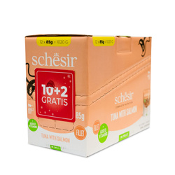 Schesir C&B kot pouch tuńczyk z łososiem filety galaretka 85g 12szt/display