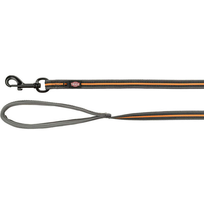 Trixie Smycz Fusion Tracking M-XL: 10m/17mm grafit/papaja Taśma parciana gumowana