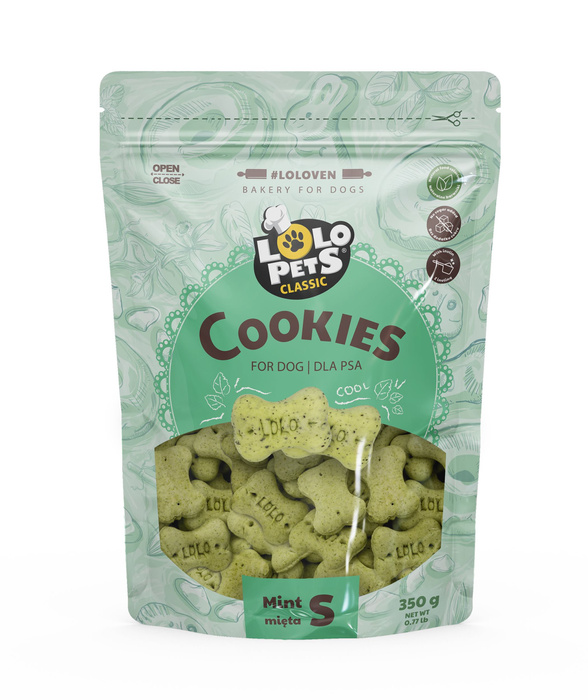 Lolo Pets Ciastka dla psa kości S miętowe w folii doypack 350g