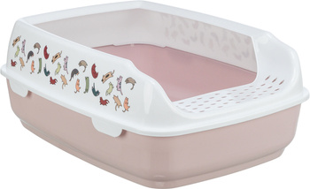 Trixie Delio kuweta dla kota z ramką liliowa/biała 38x20x50 cm z nadrukiem