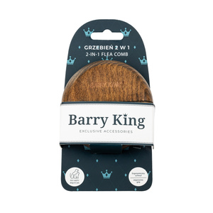 Barry King Grzebień 2w1 do wyczesywania pcheł okrągły drewno bukowe stal plastik PP średnica 9,1cm