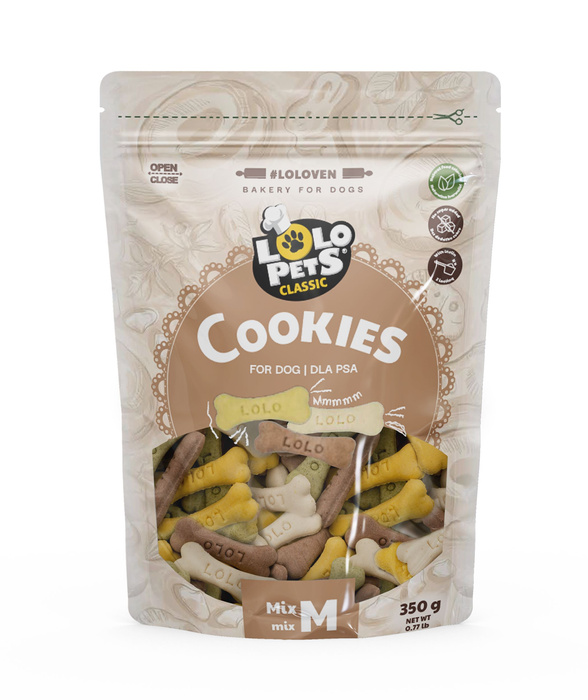 Lolo Pets Ciastka dla psa kości M w folii doypack 350g