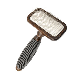 Barry King Szczotka pudlówka prostokątna dla zwierząt drewno bukowe stal tworzywo TPR 11x16,9 cm