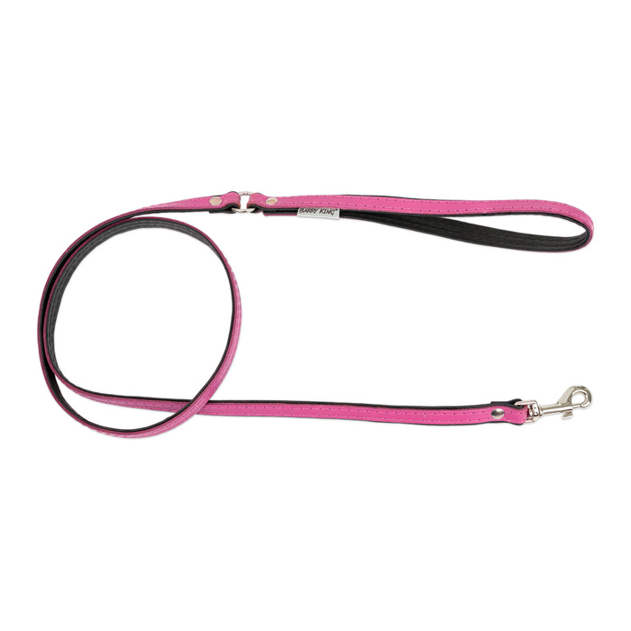 Barry King Smycz skórzana dla psa różowy/czarny M-L 20mm/120cm