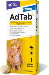 AdTab Tabletka przeciw pchłom i kleszczom dla kotów od 0,5 do 2 kg