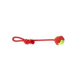 Dingo piłka z uchwytem ze sznura energy czerwono-zielona 6x40cm
