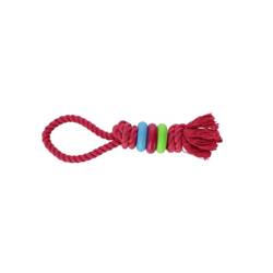 Dingo sznur z pierścieniami różowy 30cm
