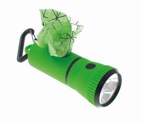 Imac pojemnik na woreczki z latarką LED z 1 rolką woreczków i bateriami
