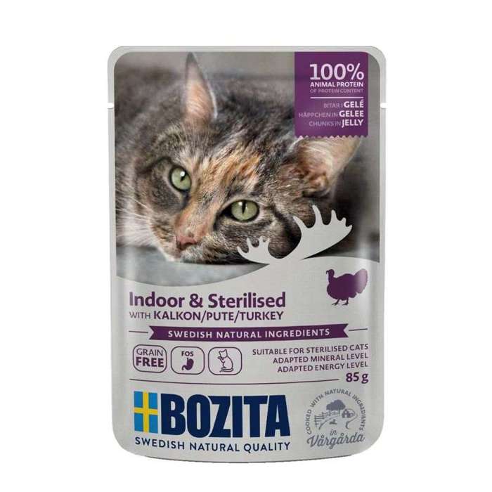 Bozita Indoor Sterilised Kawałki w galaretce z indykiem 85G