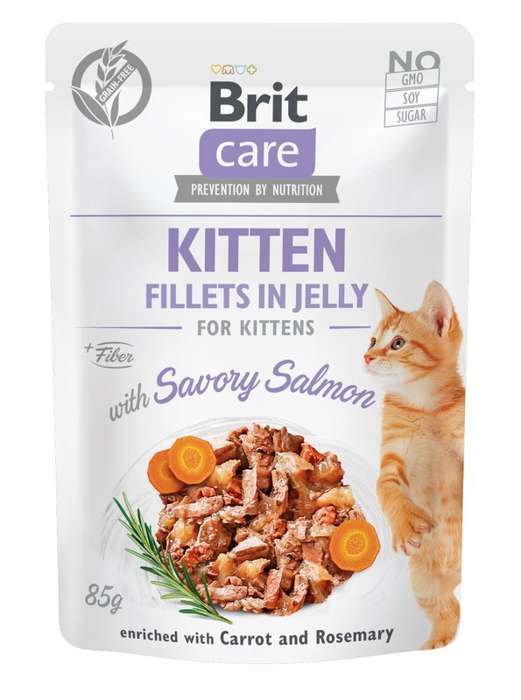 Brit Care Kitten Savory Salmon filety z kurczaka w galaretce 85g