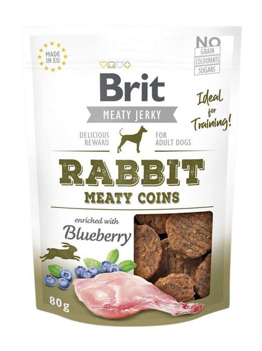 Brit Jerky Snack mięsiste monety z królika 80g