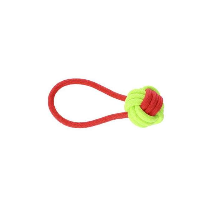 Dingo piłka z rączką ze sznura energy czerwono-zielona 6x22cm
