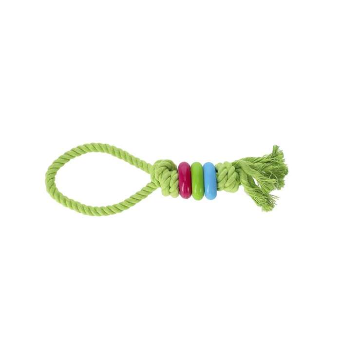 Dingo sznur z pierścieniami zielony 30cm