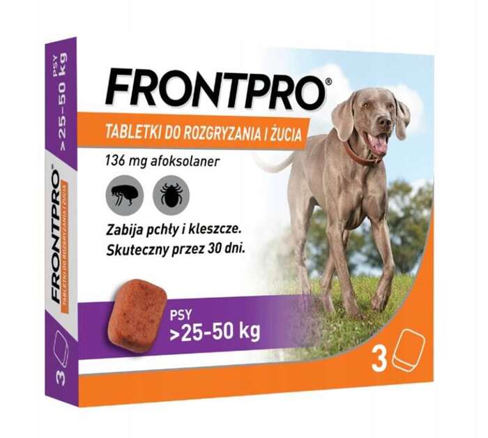 Frontpro tabletki na pchły i kleszcze dla psa XL 25-50kg 3szt.