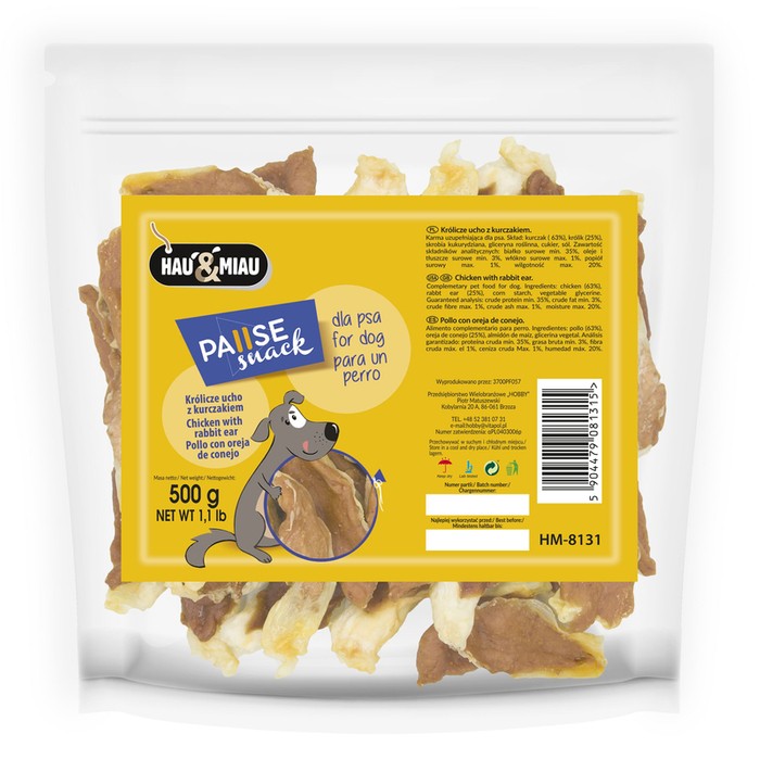 Hau&Miau królicze ucho z kurczakiem 500g