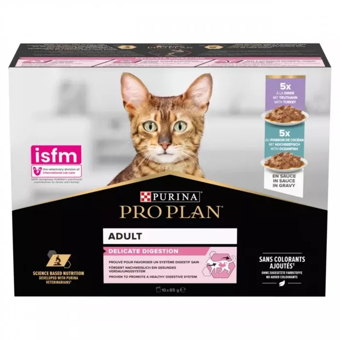 Purina ProPlan Delicate Digestion z indykiem i rybami oceanicznymi w sosie 10x85g