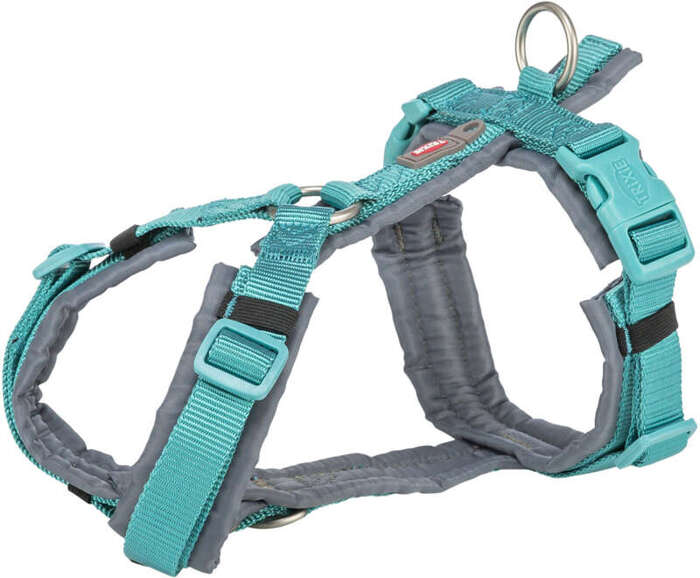 Trixie Szelki trekkingowe Premium aqua/grafit S-M: 44-53cm/20mm