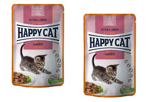 2 X HAPPYCAT KITTEN & JUNIOR Z KACZKĄ 85G